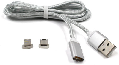 

Wonder World ™ USB Metal Data Micro USB and Lighting Interface 2 in 1 for iOS and Android System Devices, and Data Transmission USB Magnetic Charging Cable(Multicolor)