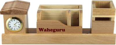 

Awesum 4 Compartments Wooden Pen Stand(Brown)