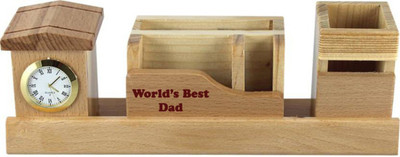 

Awesum 4 Compartments Wooden Pen Stand(Brown)