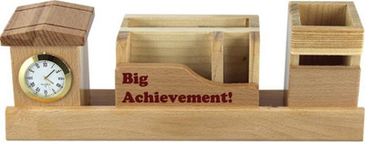 

Awesum 4 Compartments Wooden Pen Stand(Brown)