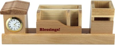 

Awesum 4 Compartments Wooden Pen Stand(Brown)