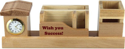 

Awesum 4 Compartments Wooden Pen Stand(Brown)