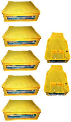 

Aadhya combo Non Woven Saree & Blouse cover pack of 7 l(Yellow)