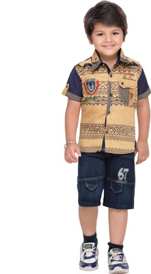 

AJ Dezines Boys Casual Shirt Shorts(Beige, Fawn