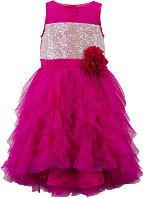 

Toy Balloon Kids Girls Midi/Knee Length Party Dress(Pink, Sleeveless, Hot pink