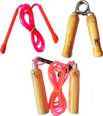 

RIPR Jump Jump combo (Wooden skipping rope, Hand Gripper and pencil skipping rope) Gym & Fitness Kit