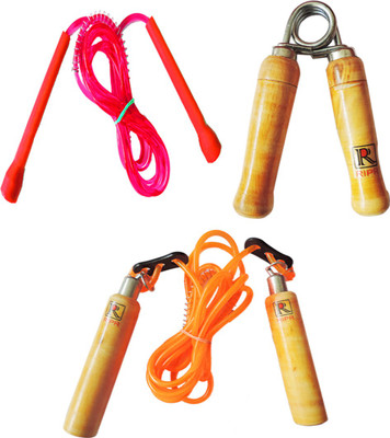 

RIPR Useful combo (Wooden skipping rope, Hand Gripper and pencil skipping rope) Gym & Fitness Kit