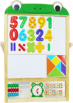 

Emob Children’s Learning 2 in 1 Sketchpad writing Board White & Black Board with Wooden Frame and Abacus(Multicolor)