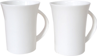 gsp mg02 Bone China Mug(250 ml, Pack of 2), White