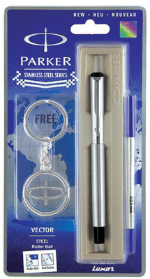 

Parker Vector Stainless Steel CT Rollerball Pen with Keychain Pen Gift Set