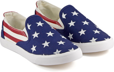 

DeVEE Star Printed Navy Blue Canvas Shoes For Women(Navy, Blue