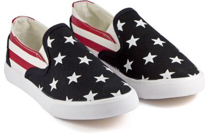 

DeVEE Star Printed Black Slip On Sneakers For Women(Multicolor