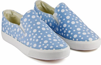 

DeVEE Polka Printed Sky Blue Slip On Sneakers For Women(Blue, White