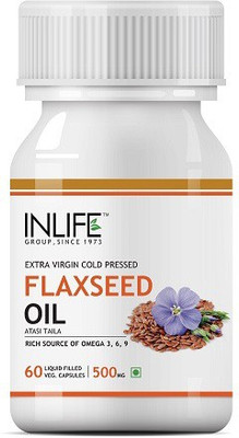 

Inlife Flaxseed Oil, 60 Vegetarian Capsules (500mg), Extra Virgin Cold Pressed Oil(60 No)