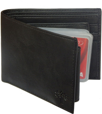 

DFashion Men Black Genuine Leather Wallet(5 Card Slots), Black-01