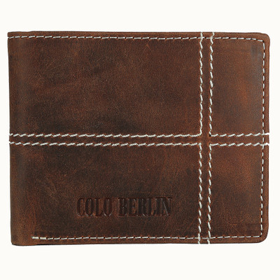 

COLO BERLIN Men Brown Genuine Leather Wallet(9 Card Slots), Dark brown