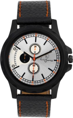 Lugano DE1076LG Black Bezel With Dummy Chronograph Analog Watch  - For Men   Watches  (Lugano)