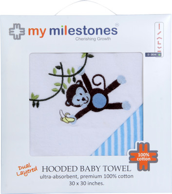 

My Milestones Cotton 570 GSM Bath Towel(Blue), Blue stripes