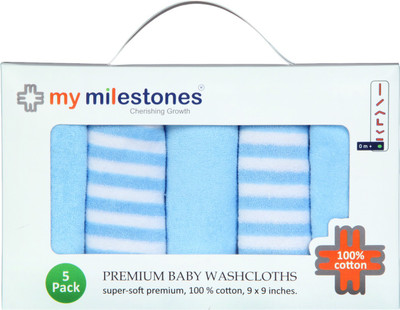 

My Milestones Cotton 400 GSM Hand, Face Towel Set(Pack of 5, Blue)