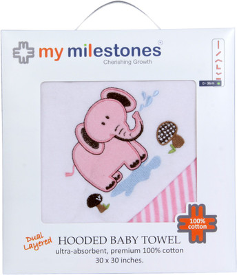 

My Milestones Cotton 570 GSM Bath Towel(Pink), Pink stripes