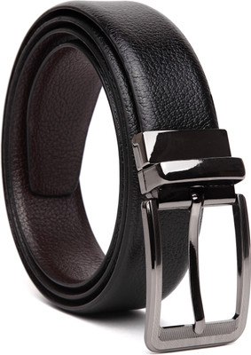 

U+N Men & Women Formal Multicolor Genuine Leather Reversible Belt, Black & brown