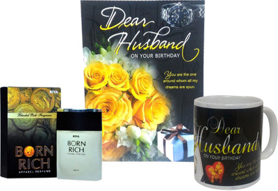 

Saugat Traders Birthday Gift Combo For Husband - Birthday Greeting Card, Perfume & Printed Birthday Coffee Mug(Set of 3)