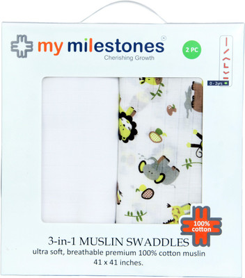 

My Milestones Animal  Swadding Baby Blanket(Microfiber, Lemon Yellow