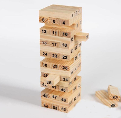 

NEERAK Creatives Jenga wood blocks Family pack fun game(Brown)