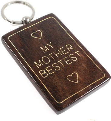 

India Meets India Wooden Key Rings with Metal Inlay for Gifting Locking Key Chain(Brown)