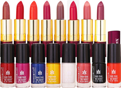 

Aroma Care Nail Polish Combo Offer Long Lasting Nail Enamel Insta-Dri Collection of 8 Pcs with Dry Matte Lipstick 8 Pcs(Set of 16)