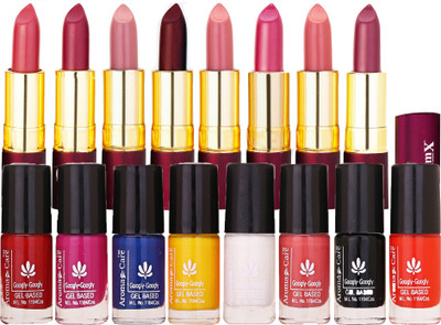 

Aroma Care Nail Polish s 8 Pcs High Quality, Glossy Finish with Dry Matte Lipstick 8 Pcs(Set of 16)