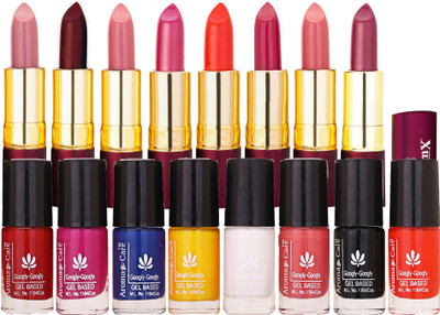

Aroma Care Colorful Bottles Multicolor Nail Polish Combo for Routine Use with Dry Matte Lipstick 8 Pcs(Set of 16)