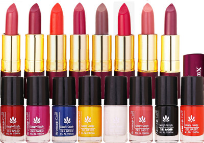 

Aroma Care Daily Wear High Quality Nail Polish 8 Vibrant Colors in Cheap Price with Dry Matte Lipstick 8 Pcs(Set of 16)
