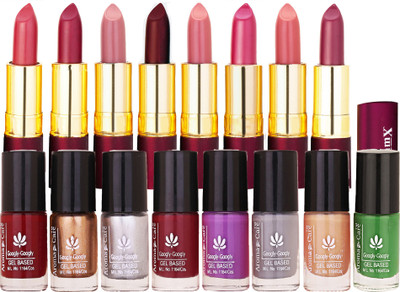 

Aroma Care Nail Paint 8 Pcs Combo Dhamaka Offer by Aroma Care Easy to Apply with Dry Matte Lipstick 8 Pcs(Set of 16)