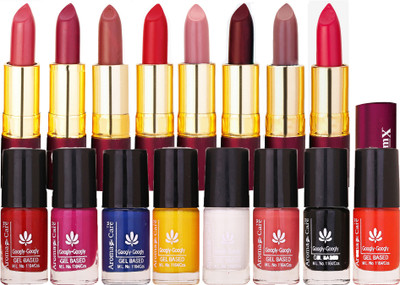 

Aroma Care Nail Polish for Women Modern Shades Glossy Finish High Quality with Dry Matte Lipstick 8 Pcs(Set of 16)