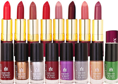 

Aroma Care Introducing Nail Paint Combo fer by Multicolor with Dry Matte Lipstick 8 Pcs(Set of 16)
