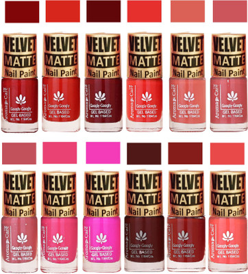 

Aroma Care Velvet Matte Nail Polish Combo Red, Maroon, Orange, Peach, Pink, Nude, Brown, Tan(Pack of 12)
