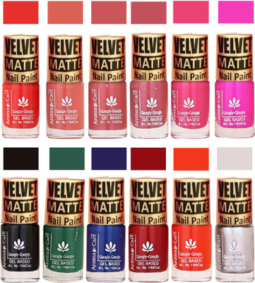 

Aroma Care Velvet Matte Nail Paint Combo Offer Orange, Peach, Nude, Pink, Black, Green, Blue, Maroon, Golden(Pack of 12)