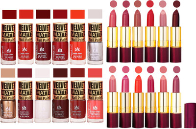 

Aroma Care Matte Nail Polish Combo of 12 pcs with Dry Matte Lipstick Set of 12 Pcs(Set of 24)