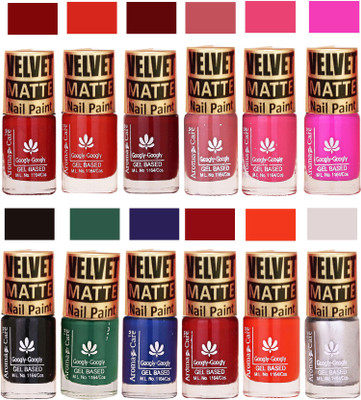 

Aroma Care Velvet Matte Nail Polish Combo Red, Maroon, Nude, Pink, Black, Green, Blue, Orange, Golden(Pack of 12)