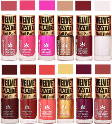 

Aroma Care Quick Dry Velvet Dull Matte Nail Polish Combo Nude, Pink, Golden, Mauve, White, Brown, Tan, Plum(Pack of 12)