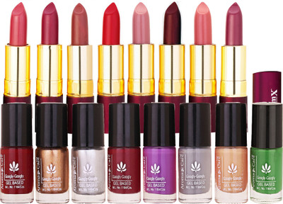 

Aroma Care Introducing Nail Paint Combo fer by Multicolor with Dry Matte Lipstick 8 Pcs(Set of 16)