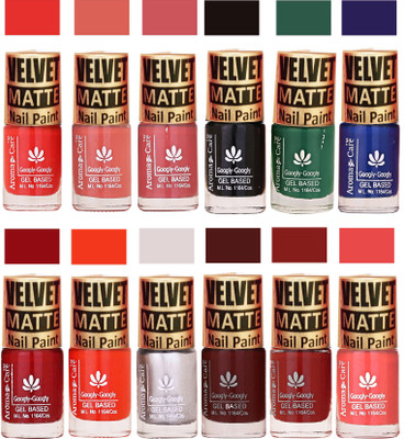 

Aroma Care Velvet Matte Nail Paint Combo Offer Orange, Peach, Pink, Black, Green, Blue, Maroon, Golden, Brown, Tan(Pack of 12)