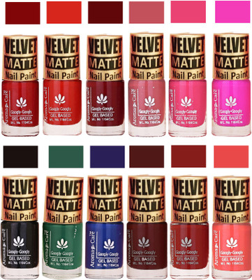 

Aroma Care Quick Dry Velvet Dull Matte Nail Polish Combo Red, Maroon, Nude, Pink, Black, Green, Blue, Brown, Tan(Pack of 12)