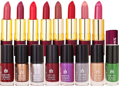 

Aroma Care Nail Paint 8 Pcs Combo Dhamaka Offer by Aroma Care Easy to Apply with Dry Matte Lipstick 8 Pcs(Set of 16)