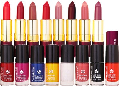 

Aroma Care Nail polish for girls Insta-Dri Collection with Dry Matte Lipstick 8 Pcs(Set of 16)