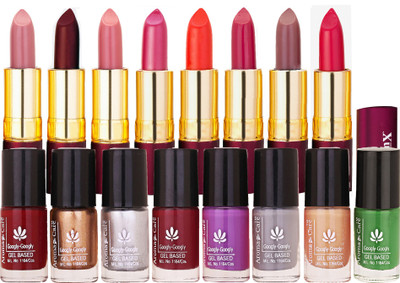 

Aroma Care Nail Paint 8 Pcs Combo Dhamaka fer by Aroma Care Easy to Apply with Dry Matte Lipstick 8 Pcs(Set of 16)