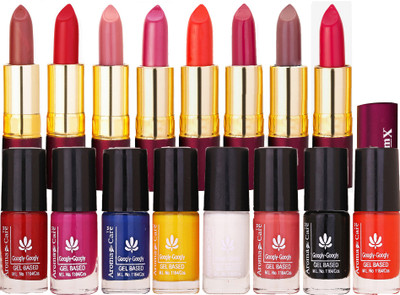 

Aroma Care Nail polish for girls Insta-Dri Collection with Dry Matte Lipstick 8 Pcs(Set of 16)