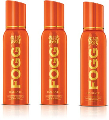 

Fogg Radiate (Pack of 3) Deodorant Spray - For Women(120 ml, Pack of 3)