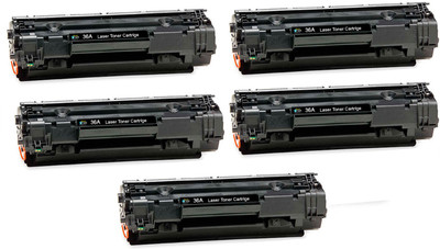 PrintStar Cartridge 36A / CB436AF Pack Of 5 Black Toner Cartridge Compatible for HP LaserJet P1505 , HP LaserJet P1505n Single Black Ink Toner